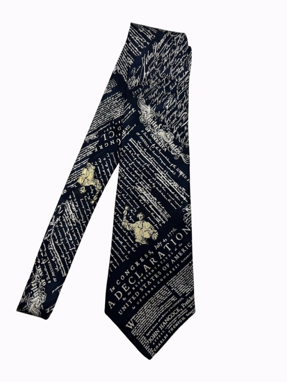 Museum Artifacts Declaration Of Independence Silk Necktie Navy & Cream Patriotic